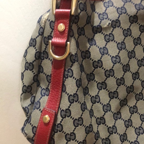 Authentic Red leather and blue fabric Gucci hobo - Picture 2 of 7